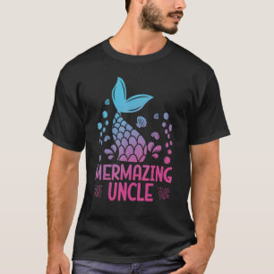 Mermazing Uncle Fantasy Mermaid Tail And Seashells T-Shirt
