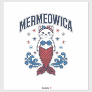 Mermeowica Patriotic Cat Mermaid Shirt Design_1