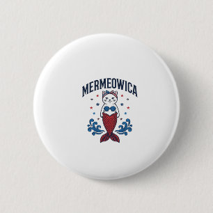Mermeowica Patriotic Cat Mermaid Shirt Design_1 6 Cm Round Badge