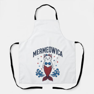 Mermeowica Patriotic Cat Mermaid Shirt Design_1 Apron