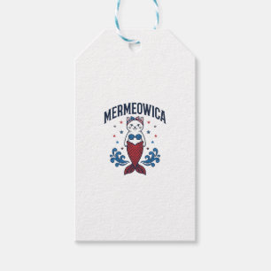 Mermeowica Patriotic Cat Mermaid Shirt Design_1 Gift Tags
