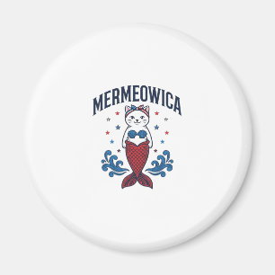Mermeowica Patriotic Cat Mermaid Shirt Design_1 Magnet