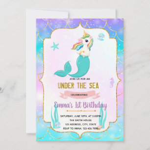 Mermicorn birthday invitation