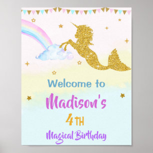 Mermicorn welcome party sign Magical birthday sign