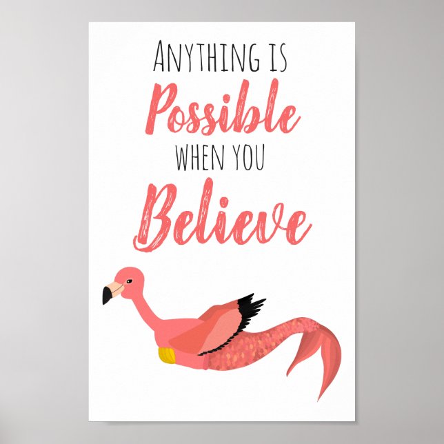 Mermingo: Mermaid Flamingo Inspirational Quote Poster (Front)