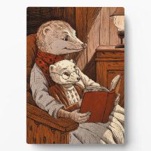 Merret reading a book from another ferret