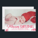 Merrier Christmas Baby Announcement Holiday Card<br><div class="desc">Celebrate the season with this modern and stylish holiday card from Berry Berry Sweet.</div>