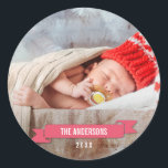 Merrier Christmas Holiday Photo Sticker<br><div class="desc">Our modern and chic personalised stickers can be used as envelope seals,  gift tags,  favour stickers,  items labels,  and more. The possibilities are endless so go ahead and use them creatively. Available in other colours. Custom colours are also available upon request.</div>