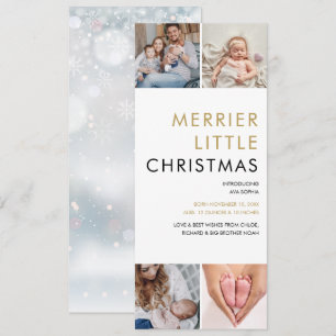 Merrier Little Christmas 4 Photos Birth Holiday Card