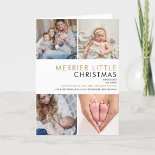 Merrier Little Christmas Photo Birth Announcement