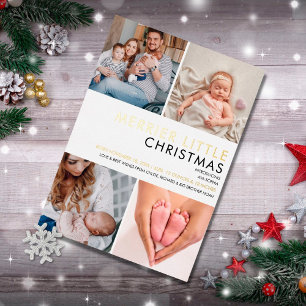 Merrier Little Photo Gold Foil Birth Announcement 