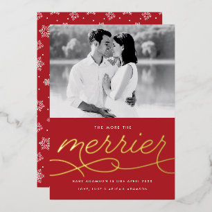 Merrier Pregnancy Announcement Foil Holiday Card