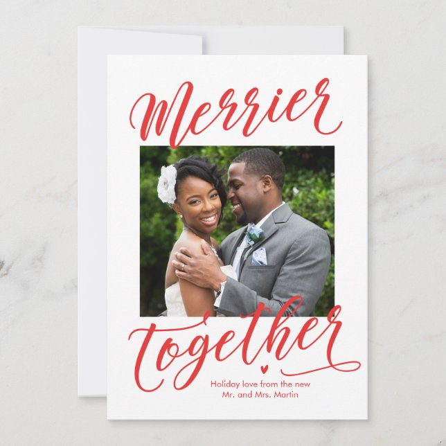 Merrier Together Family or Newlywed Holiday Card (Front)