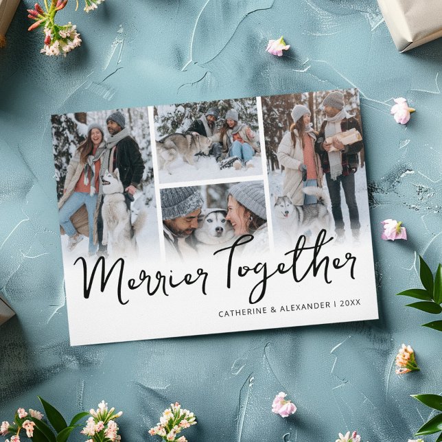 Merrier Together Photo Collage Christmas Holiday Card (Creator Uploaded)
