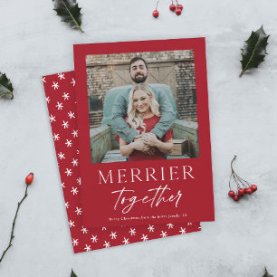 Merrier Together Script Photo Merry Christmas Card