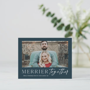 Merrier Together Script Photo Merry Christmas Holiday Postcard