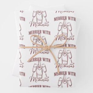 Merrier with Mimosas Christmas Prosecco Wine Party Wrapping Paper Sheet