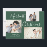 Merriest Christmas 3 Photo Collage Holiday Card<br><div class="desc">This multi-photo collage holiday card is festive,  stylish,  and completely customisable. Personalise with your own photos and text. Comes with a matching polka-dot pattern on the back.</div>