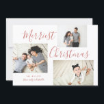 Merriest Christmas 3 Photo Collage Holiday Card<br><div class="desc">This multi-photo collage holiday card is festive,  stylish,  and completely customisable. Personalise with your own photos and text. Comes with a matching polka-dot pattern on the back.</div>