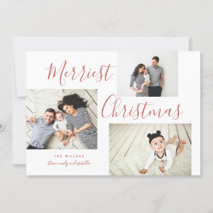 Merriest Christmas 3 Photo Collage Holiday Card