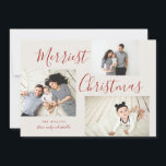 Merriest Christmas 3 Photo Collage Holiday Card<br><div class="desc">This multi-photo collage holiday card is festive,  stylish,  and completely customisable. Personalise with your own photos and text. Comes with a matching polka-dot pattern on the back.</div>