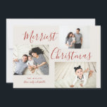 Merriest Christmas 3 Photo Collage Holiday Card<br><div class="desc">This multi-photo collage holiday card is festive,  stylish,  and completely customisable. Personalise with your own photos and text. Comes with a matching polka-dot pattern on the back.</div>