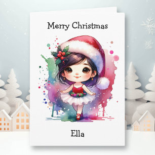 Merriest Christmas Ballerina Colouring Page Girl's Card