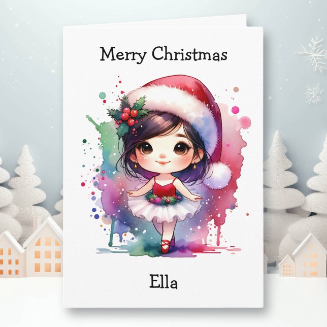 Merriest Christmas Ballerina Colouring Page Girl's Card (Creator Uploaded)