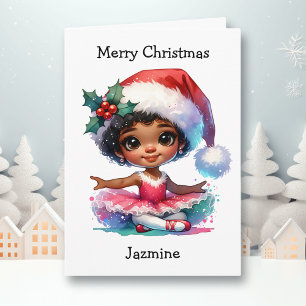 Merriest Christmas Ballerina Colouring Page Girl's Card