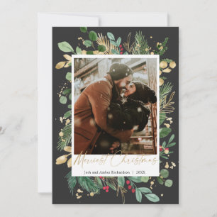 Merriest Christmas black gold red holly berries