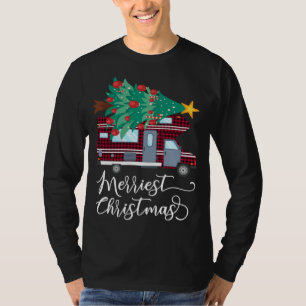 Merriest Christmas Camping Red Plaid Camper Xmas T T-Shirt
