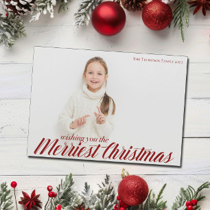 Merriest Christmas Chic Script Photo Magnet Card