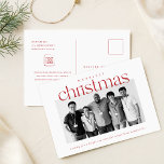 Merriest Christmas Corporate Business Photo Postcard<br><div class="desc">Celebrate the holidays with this elegant business Christmas postcard, featuring a cheerful red and white design. The "Merriest Christmas" greeting complements your company’s team photo, making this card perfect for corporate holiday communications. Its minimalist design conveys a professional yet festive message, ideal for sending to clients, partners, and colleagues. Personalise...</div>