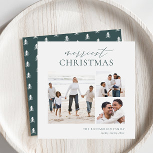 Merriest Christmas Elegant 3 Photo Collage Holiday Card
