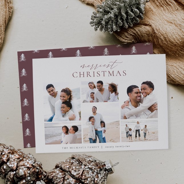 Merriest Christmas Elegant 6 Photo Collage Holiday Card (Creator Uploaded)