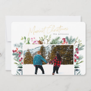 Merriest Christmas Elegant Faux Gold Foil Custom Holiday Card