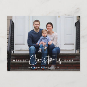 Merriest Christmas Ever, Family Photo Greeting Postcard