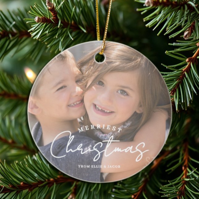 Merriest Christmas Family Joy Christmas Ceramic Ornament (Creator Uploaded)