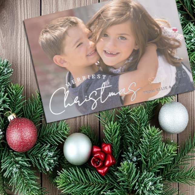 Merriest Christmas Family Joy Christmas Foil Holiday Card (Creator Uploaded)