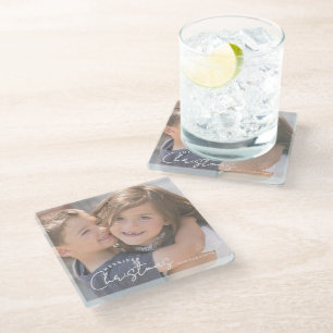 Merriest Christmas Family Joy Christmas Glass Coaster