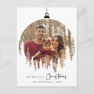 Merriest Christmas Family Photo, Christmas Ball Postcard
