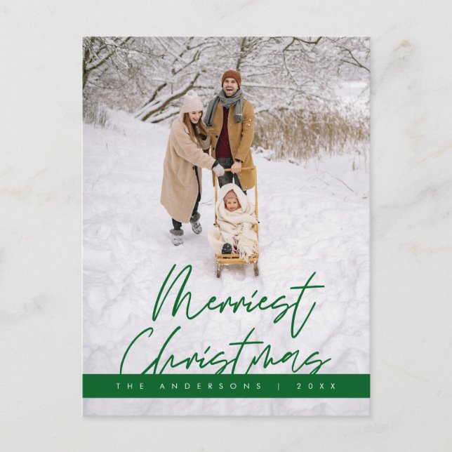 Merriest Christmas Family Photo, Cosy Greeting Postcard (Front)