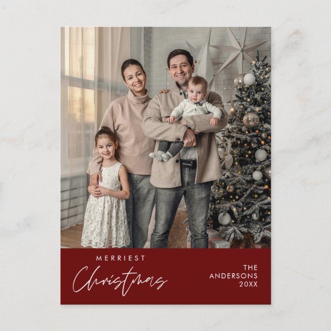 Merriest Christmas Family Photo, Cosy Happiness Postcard (Front)