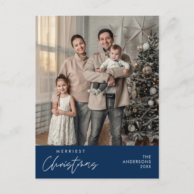 Merriest Christmas Family Photo, Cosy Happiness Postcard (Front)