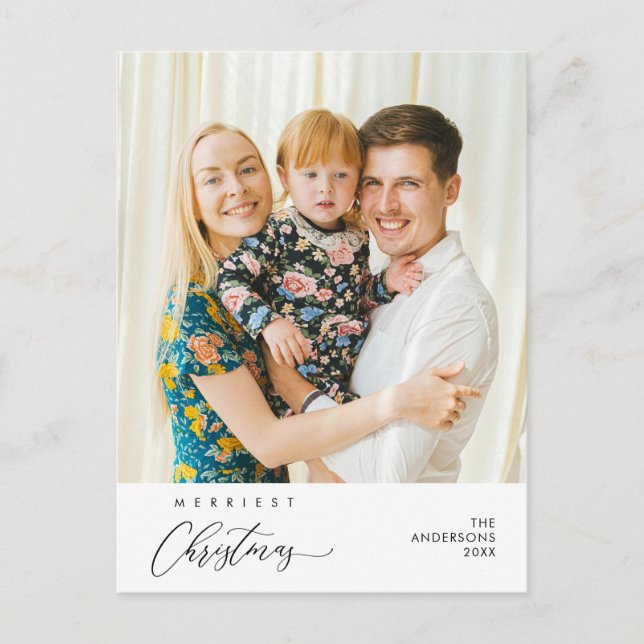 Merriest Christmas Family Photo Happiness Greeting Postcard (Front)