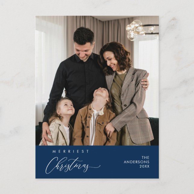 Merriest Christmas Family Photo Happiness Greeting Postcard (Front)
