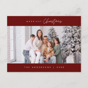 Merriest Christmas Family Photo, Modern Cosy Cute Postcard
