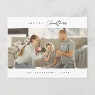 Merriest Christmas Family Photo, Modern Cosy Postcard