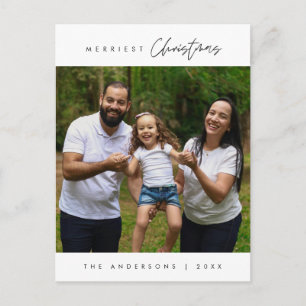 Merriest Christmas Family Photo, Modern Cosy Postcard