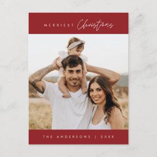 Merriest Christmas Family Photo, Modern Cosy Postcard